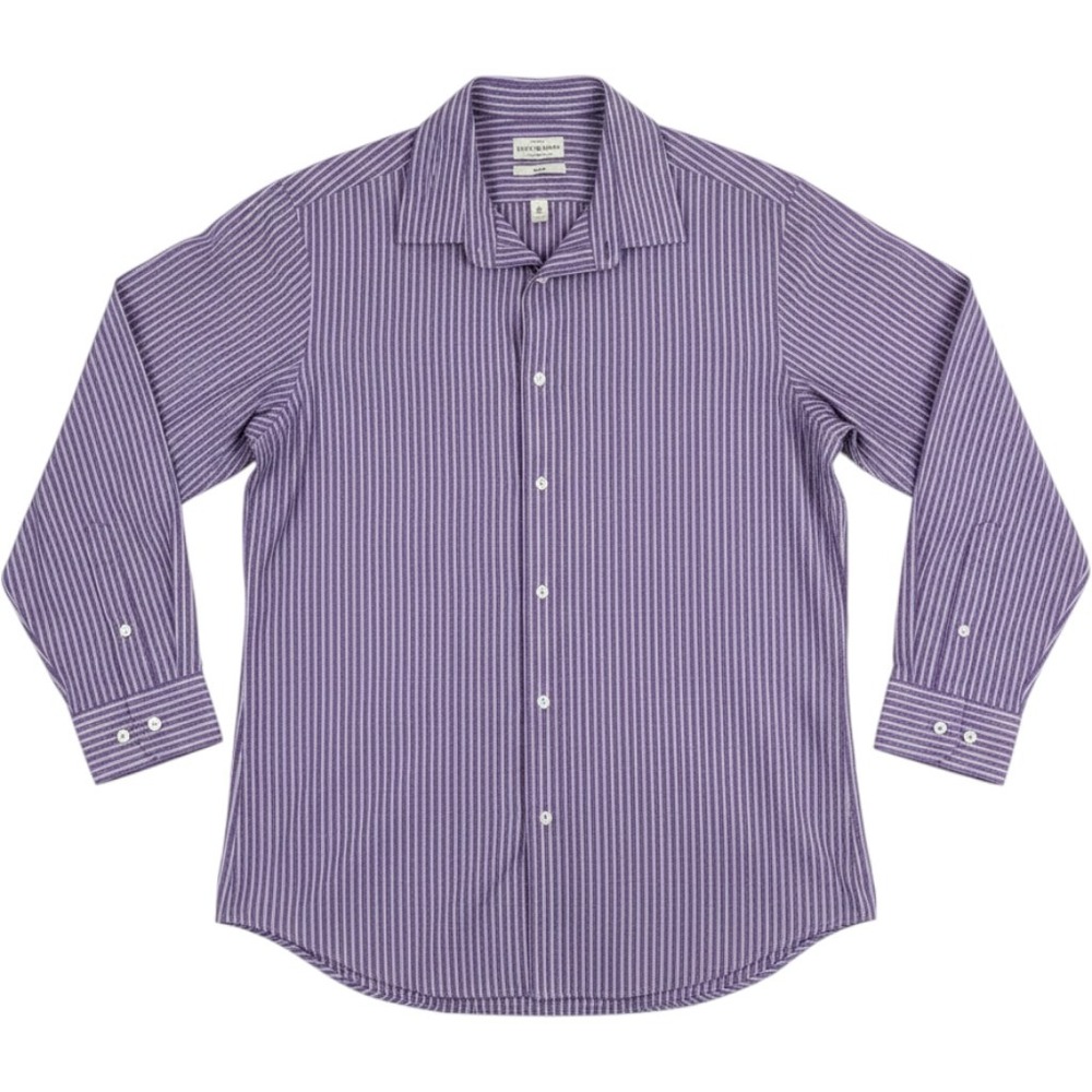 Lucky Brand Button Down Shirt Mens Large slim fit Purple plaid Long Sleeve